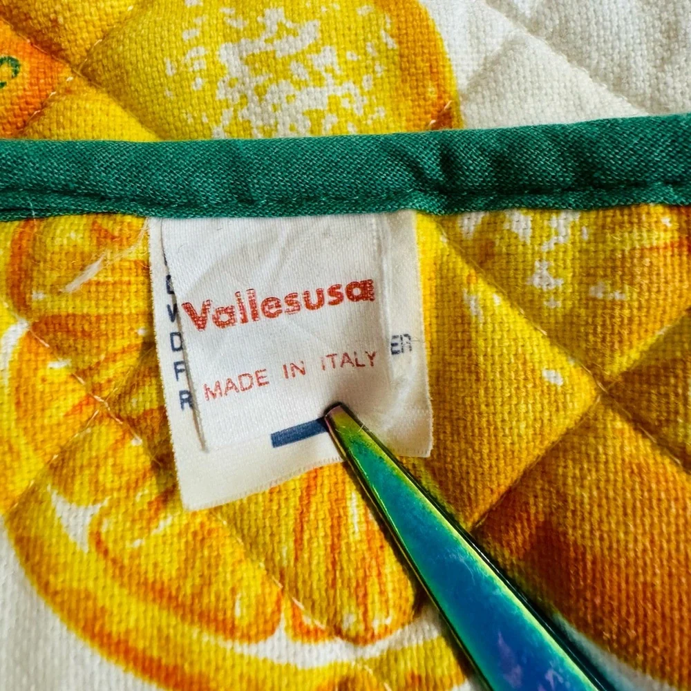 Vtg Vallesuda Made in Italy-Kitsch orange+white quilted place mats.Set of 4